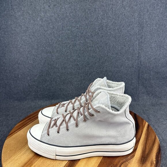 Converse CTAS All Star Lift High Sherpa Wolf Grey Y2K Platform Sneakers Womens 9 - Picture 6 of 11